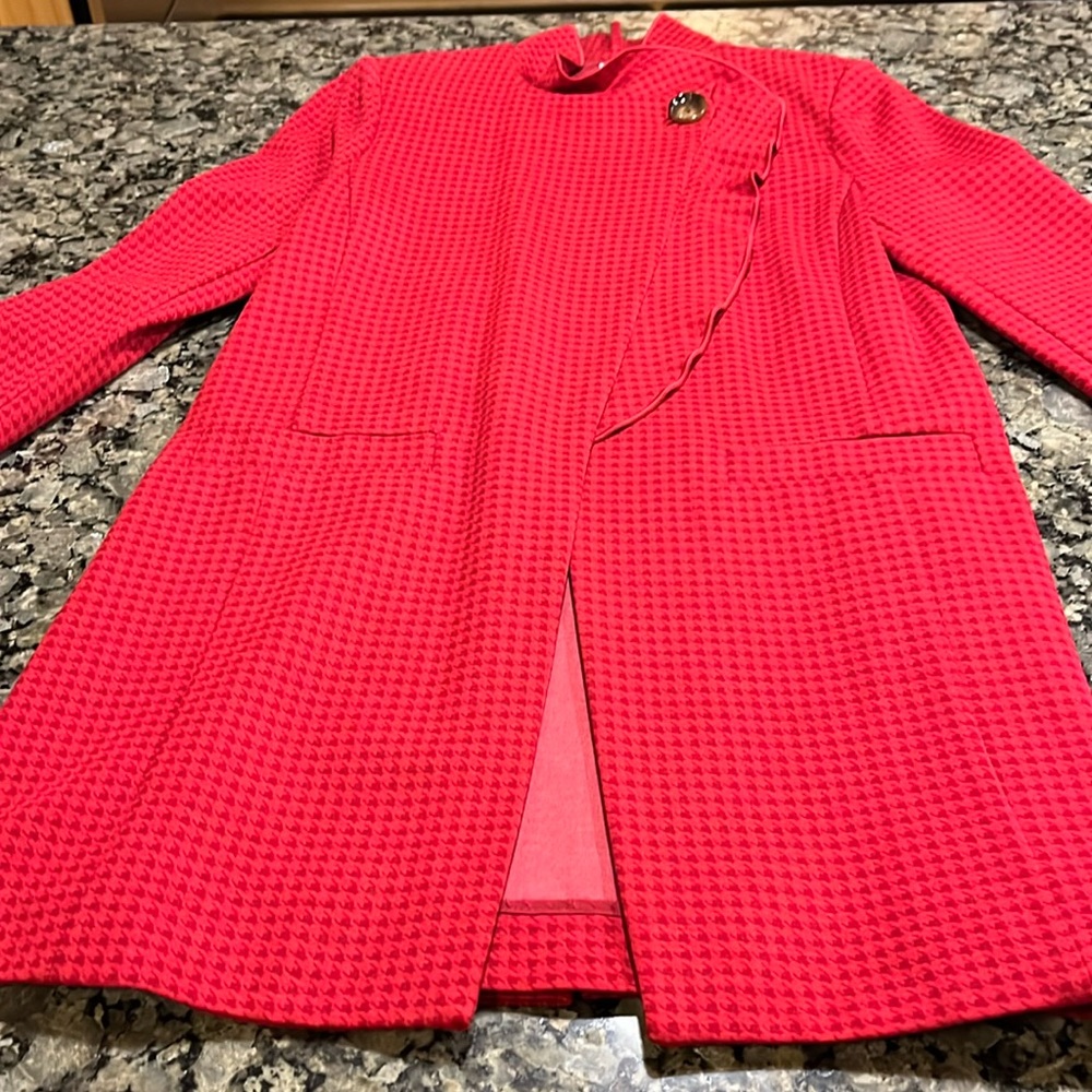 CAbi Celebration Red Houndstooth Jacket S NWOT